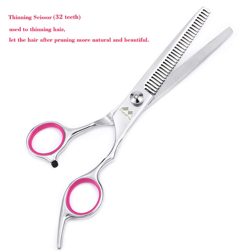 iSeaFly Dog Scissors with Round Tip, 5 in 1 Dog Scissors Set, Stainless Steel Cat Grooming Scissors, Dog Grooming Scissors for Full Body, Face, Nose, Ear (Pink) - BeesActive Australia