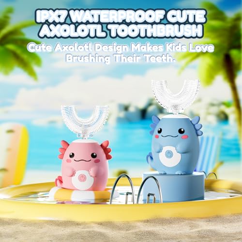 Axolotl Kids Electric U Shaped Sonic Toothbrush,59S Timer-Age2-15 Pink Pink Axolotl