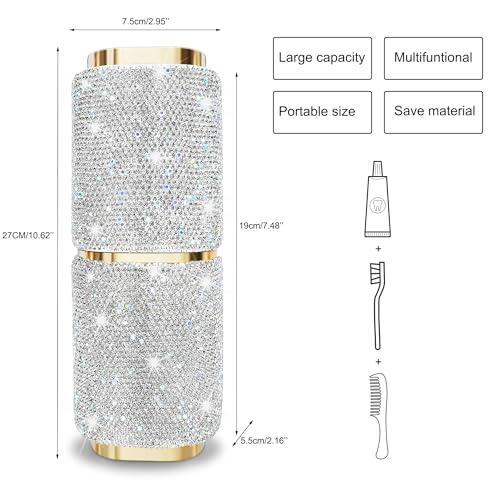 SlowVibes Bling Toothbrush Travel Case with Mouthwash Cup