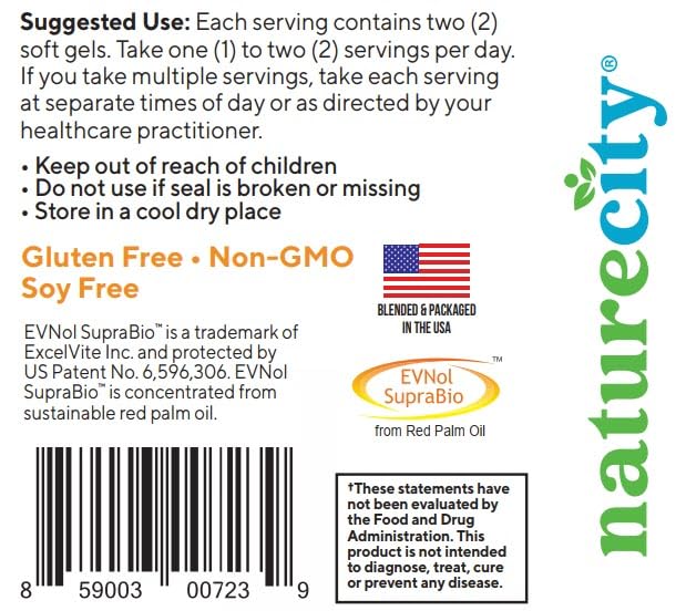 NatureCity True-E Full Spectrum Tocotrienols Vitamin E & Natural Alpha Tocopherol Supplement | Sustainable Tocotrienols from Evnol Suprabio | Non-GMO Vitamin E Complex | 120 Soft gels 2