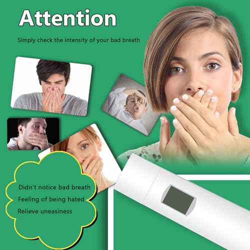 Bad Oral Breath Detector USB Rechargeable Oral Odor Breath Tester – Professional & Portable Bad Breath Checker for Personal Oral Cavity Monitor – White