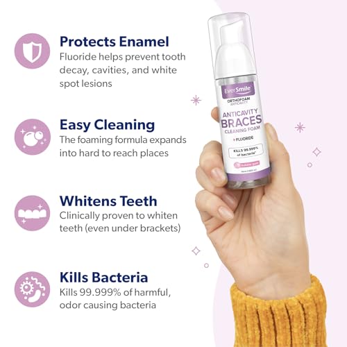 EverSmile Braces Care Bundle for Adults: OrthoFoam Anticavity (50ml) + TrayBrush U-Shaped Toothbrush – Deeply Cleans All Your Teeth & Gums at Once, Even Under Metal & Ceramic Braces, Brackets & Wires Adult Anticavity