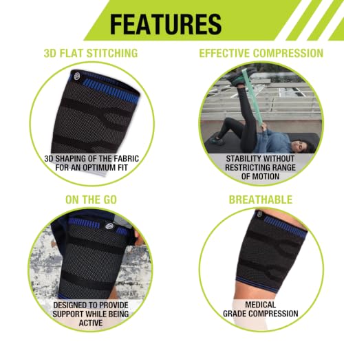 Pro-Tec Athletics 3D Flat Thigh Sleeve, Medical Grade Compression, Upper Leg Support Small