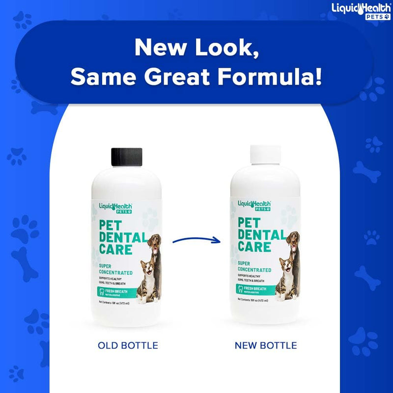 LIQUIDHEALTH Pet Dental Care Water Additive for Dogs & Cats - Fast Acting Pet Bad Breath Freshener, Dog Mouth Wash, Animal Oral Dental Rinse, Plaque & Tartar Teeth Cleaning Solution, USA Made (16 oz) 16 Fl Oz (Pack of 1)