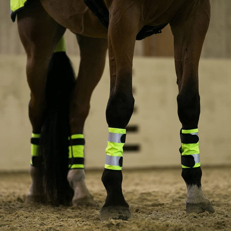 Horze Reflective Leg Wraps for Horse-Pair - Yellow - One Size - BeesActive Australia