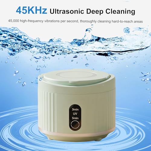 Dental Ultrasonic Retainer Cleaner Machine,45khz Ultrasonic Denture Cleaning Pod,Suitable for Braces,Night Guard,Jewelry