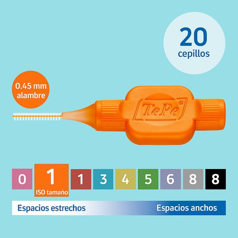 TePe Original Interdental Brush, 0.45 mm, for Cleaning Teeth Gaps, 20pcs Orange