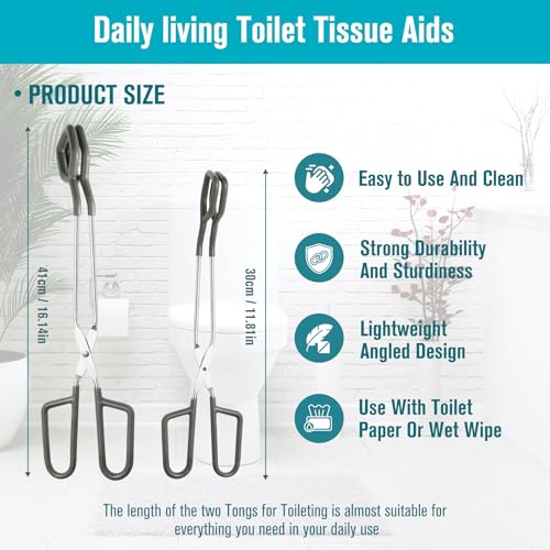 Toilet Aids for Wiping Bottom 3 Pack Self Wipe Assist Long Short Handle,Butt Wiper Tool with Boxes for Garage Storage,Daily Living Toilet Tissue aids for Women,Men,Disability and Elderly