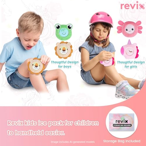 REVIX Kids Ice Packs - Reusable Gel Cold Packs for Toddlers and Babies Colorful Cartoon Critter Collection