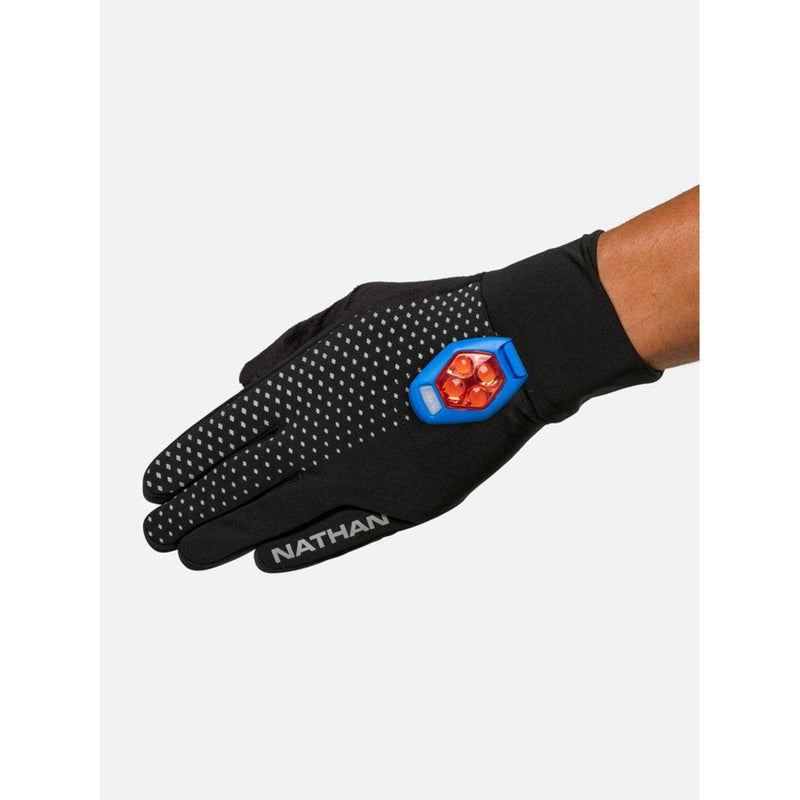 Nathan Reflective Gloves. for Running and Outdoor Activity. Touch Screen Finger for Smartphone Use. Black/Geo Print Large