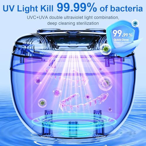 Ultrasonic Retainer Cleaner, 45kHz Retainer Cleaner Machine for Denture Cleaning Pod for Mouth Guards|Aligners|Braces|Toothbrush Heads|Jewelry, 200ML Dental Cleaning Pod with 4 Modes & Digital Timer Black Upgraded Version