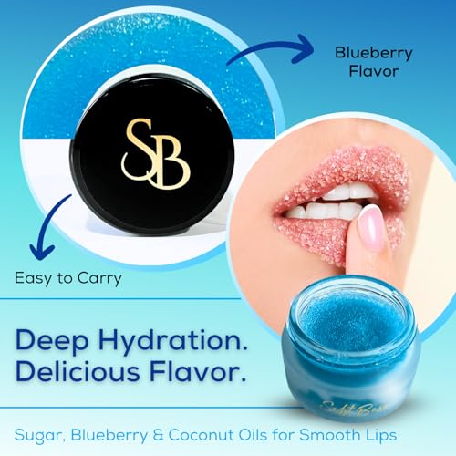 SoftBeso by AlignerOff Sugar Lip Scrub – Blueberry Lip Exfoliator & Moisturizer for Dry, Chapped Lips – Hydrating Sugar Scrub for Smooth Lips – For Men & Women – Ideal for Gifting