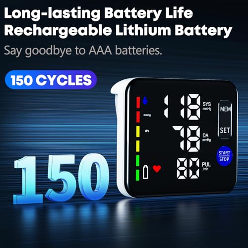 GUAEVER Blood Pressure Monitor Rechargeable Upper Arm, Large Screen, Black