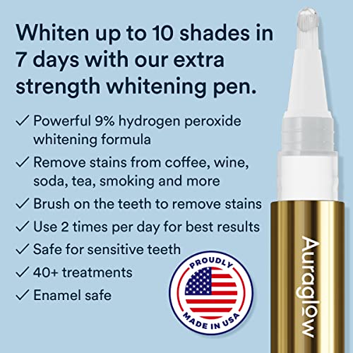 Auraglow 44% Teeth Whitening Gel & Extra Strength Whitening Pen