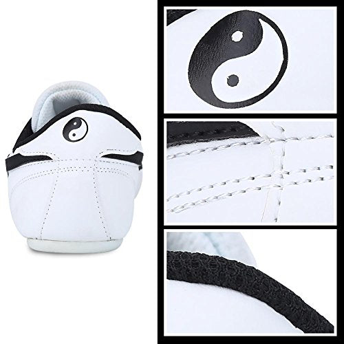 Keenso Taekwondo Shoes,for Sport Boxing Kung fu Taichi,Martial Arts Sneaker,Lightweight Shoes for Men and Women with Blue Storage Bag 37 Black