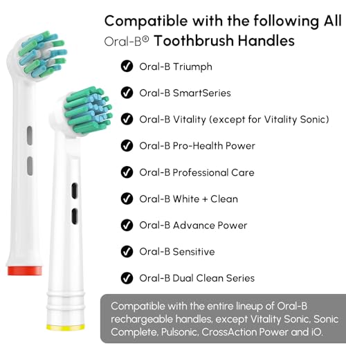 GENKENT 8 Pack Replacement Toothbrush Heads Compatible with Oral B Braun Pro 1000/500/1500/3000/5000/6000 Cross Action Head 1 Count (Pack of 8)