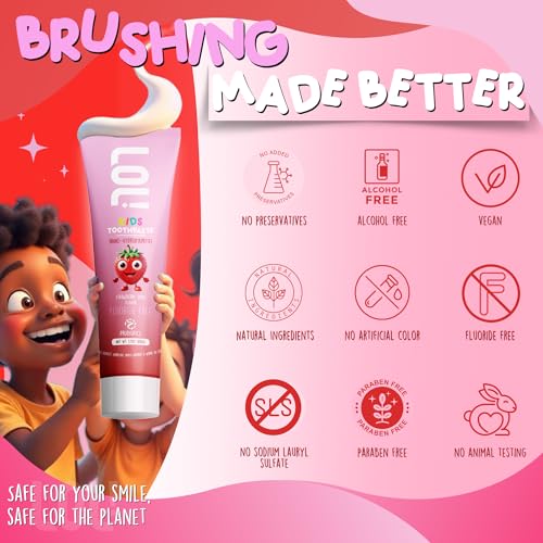 LOL Kids Toothpaste Variety Pack (5 Flavors) – Fluoride Free Toothpaste for Kids, Nano Hydroxyapatite, Probiotics & Xylitol | Remineralizing Toothpaste Kids | Natural Toothpaste Set