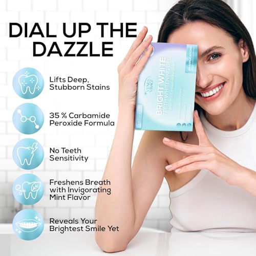 Venus Visage Teeth Whitening Pen (4 Pack) and Teeth Whitening Gel Syringes Refill (8 Pack, 0.1 fl oz) - Carbamide Peroxide Tooth Paint Whitener Bundle, Low Sensitivity and Enamel-Safe - Mint Flavor
