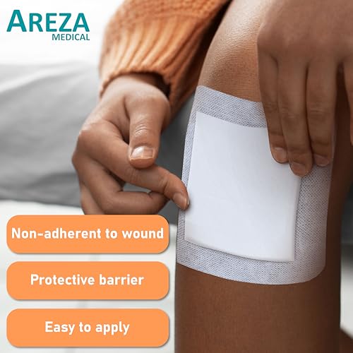 Areza Medical - Bordered Gauze Island Dressing - Wound Dressing - Latex Free - sterile - 6" x 6" - 20 per Box (Pack of 2) 6" x 6" - 20 PCS (Pack of 2)
