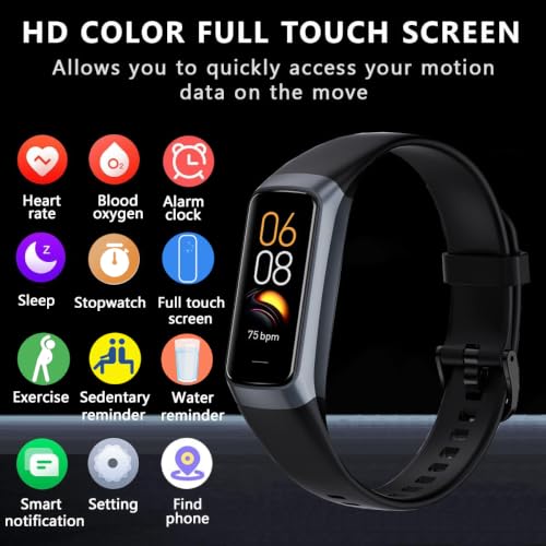 Fitness Tracker with Heart Rate/Blood Oxygen/Sleep Monitor, 20+ Sports Modes Smart Watches for Women/Men, Activity & Step Tracker Smart Watch for Android/iOS Phones Black