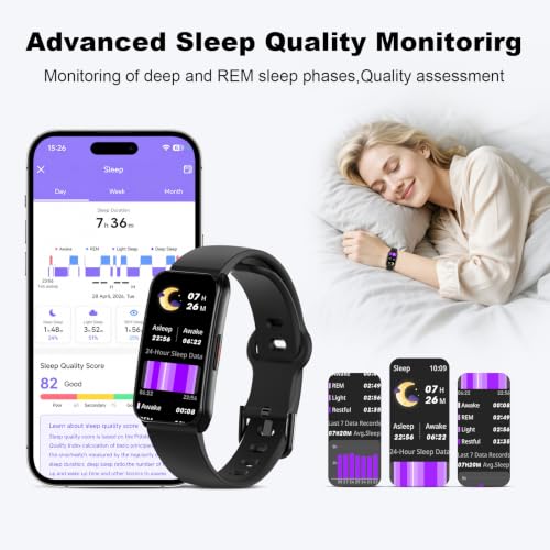 Choiknbo Fitness Tracker Watch with 24/7 Heart Rate, Blood Oxygen, Sleep Monitor, Activity Trackers with Step Counter Calorie Pedometer Watch for Women Men, IP68 Waterproof Black
