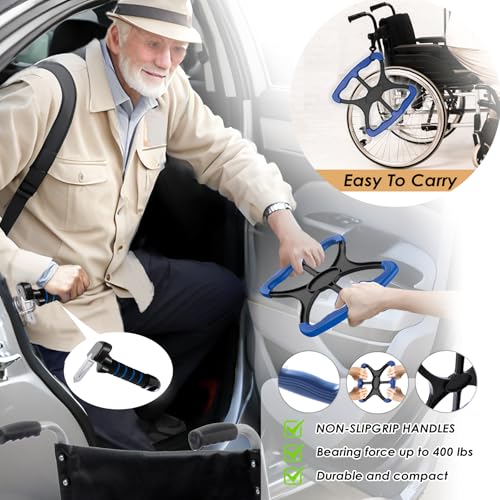 4pc Mobility Standalone Kit:Car Door Assist Handle for Elderly & Adjustable Standing Aid Safety Handle & Liberty Lift Assist with Hook Gift for Seniors, Disabled, Pregnant to Convenient Travel