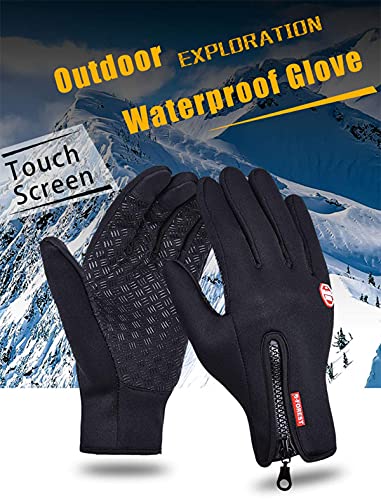 FOXLVDA Winter Warm Gloves for Men and Women, with Windproof and Waterproof Features, Sensitive Touch Screen Texting Fingers for Work, Cycling, Driving Large black