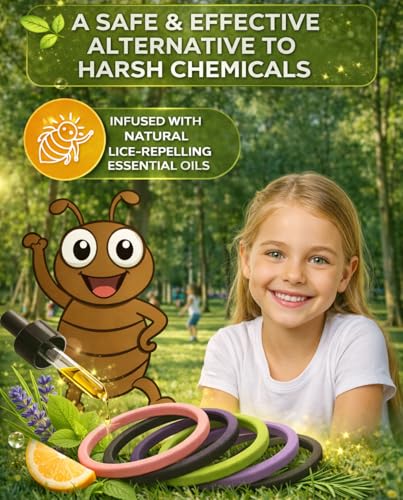 Lice Prevention Essential Oil Infused Hair Ties Anti-Lice Repellent Elastics with Lavender Gentle Chemical-Free Hair Bands for Daily Use on Hair or Wrist (Lavender) Mix - Lavender