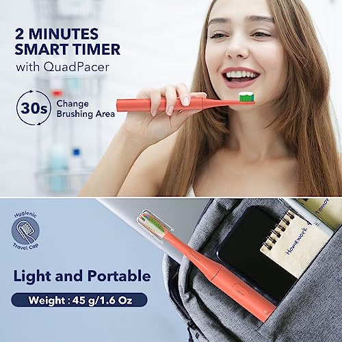 ARISSON Sonic Electric Toothbrush for Adults and Kids, 40,000 VPM Power Toothbrush, 1.5H Fast Charge Ultrasonic Electric Toothbrushes with 2 Minutes Smart Timer, 1.6 Oz Travel Toothbrush, Peach Orange 1 Count (Pack of 1)