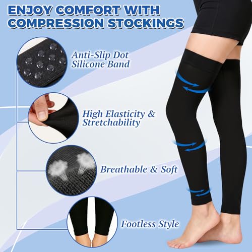 Medical Thigh High Compression Stockings Graduated Compression Socks 4X-Large Black