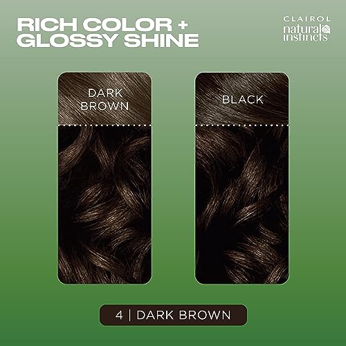 Clairol Natural Instincts Demi-Permanent Hair Dye, 4 Dark Brown | 3 Pack 5.85 Fl Oz (Pack of 3)