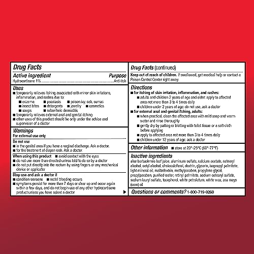 Amazon Basic Care Hydrocortisone 1% Anti-Itch Cream, White, 2 Ounce (Pack of 1) Moisturizing Relief