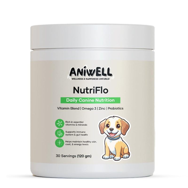 NutriFlo Dog Vitamins & Supplements – 10-in-1 Dog Multivitamin for Gut Health, Hip & Joint, Immune Support, Skin & Coat, Dental Health & Longevity | Daily Dog Supplement for All Breeds 1
