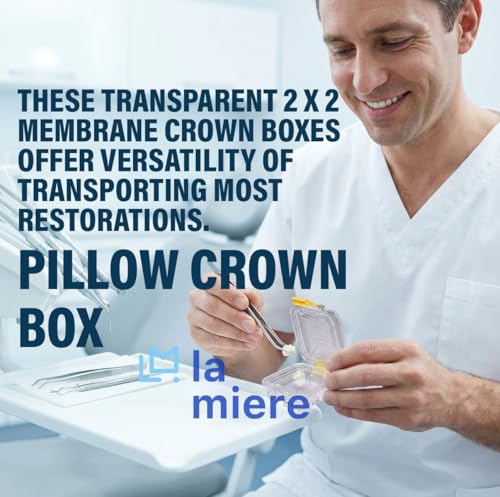 LA MIERE 12 Counts Dental Crown and Bridge Pillow Box with Secure Clasp | Transparent Membrane Film Showcase Tooth Box