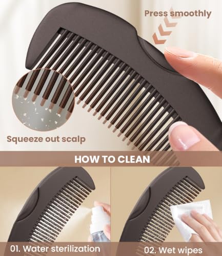 Dandruff Comb Removal 2PC Hollow Fine Tooth Scalp Detox Hair Care Tool 2PC Brown+Red