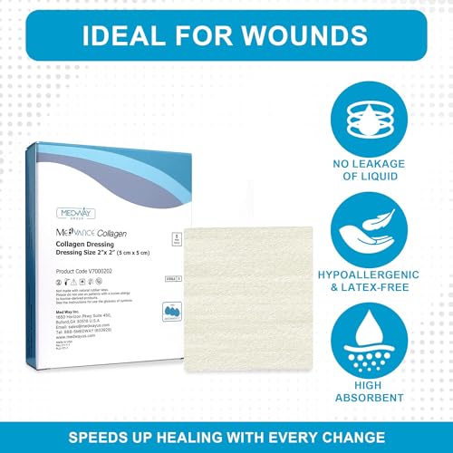 MedVance Collagen Sponge Wound Dressing, 100% Bovine, 2"x2", Box of 5 2"x2" Dressing