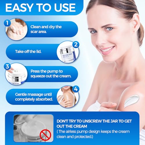 Scar Cream, Silicone Scar Gel, Professional Scar Removal Cream for Surgical Scars, Stretch Marks, Keloids, Burns, Acne, Old and New Scars, 1.76 oz (50ml) 50g