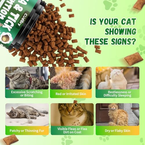 Flea & Tick Support for Cats 500 Crunchy & Creamy Chews Flea & Tick Support for Cats – Natural Herbal Drops with Multivitamin