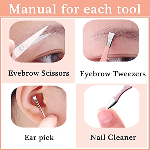 QURIPE 7pcs Manicure Set, Nail Clippers Kit, Stainless Steel Manicure Kit, Nail Clipping Tools Portable Travel Grooming Kit, The Best Gift with Luxurious Case(Rose Gold) Rose Gold