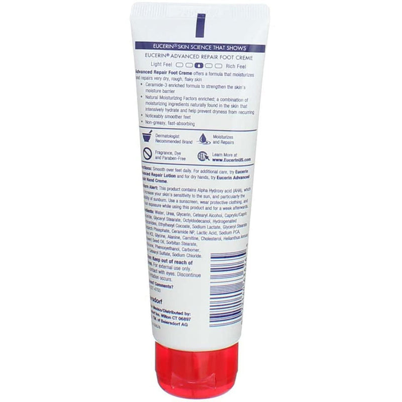 Eucerin Advanced Repair Foot Cream, Very Dry Skin, Light, Fragrance-Free, 3 oz 3 Ounce (Pack of 1)