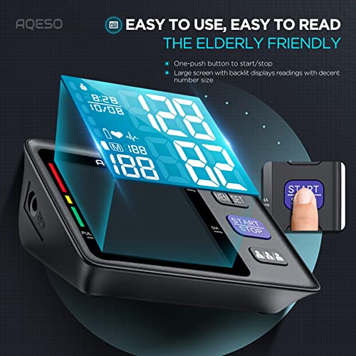 Blood Pressure Machine Upper Arm, 3 Size Cuffs, S, M/L and XL, Small 7"-9", Medium/Large 9"-17" and Extra Large Cuff 13"-21", Accurate Automatic Digital BP Monitor, Large Backlit LCD, 3-User 1500 MEM Black
