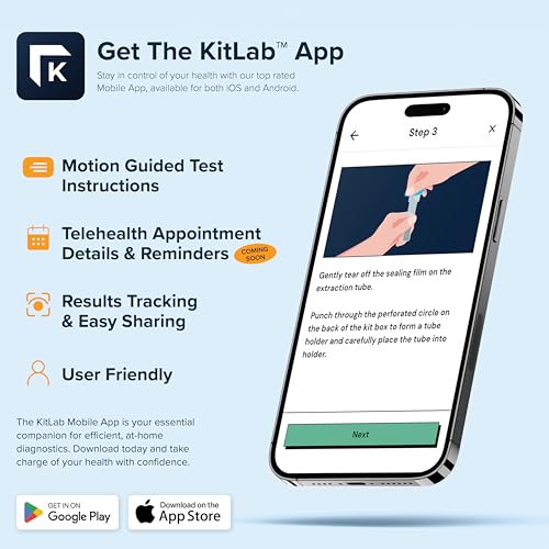 Kitlab™ RapidGo™ Flu A/B & COVID 19 Home Test, Results in 15 Minutes, OTC Covid 19 & Flu Home Test, with Non-invasive Nasal Swab, Easy to Use & No Discomfort (4Tests)