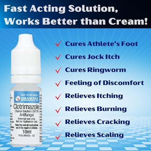 Graxcell Maximum Strength Clotrimazole 1% Antifungal Topical Solution | Fast-Acting Relief for Athlete's Foot, Jock Itch, Ringworm | Soothes Itching & Burning (Pack of 2) 0.34 Fl Oz (Pack of 2)