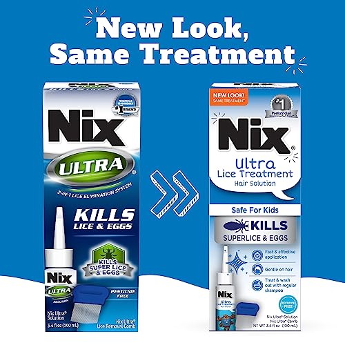 Nix Ultra Hair Treatment Solution & Shampoo Kit with Combs, 3.4 fl oz & 4 Fl Oz