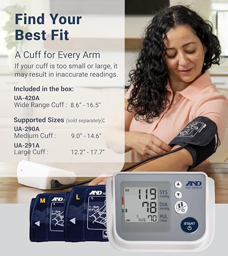 A&D Medical UA-767F Blood Pressure Monitor, 4 Users, Wide Cuff 8.6-16.5" 4 AA Batteries