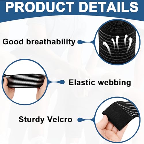 4 Pcs Calf Compression Sleeve, Adjustable Compression Wraps for Legs, Brace & Elastic Supports, Compression Bandage Wrap for Shin Splint Relief, Compression Calf Sleeves Men(Black) 4