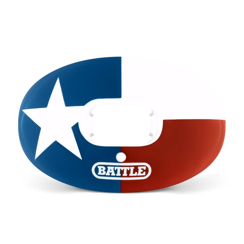 Battle Sports Oxygen Football Mouthguard - Football Mouth Guard with Strap, Superior Airflow & Better Performance, Maximum Breathability, Works with Braces - Texas
