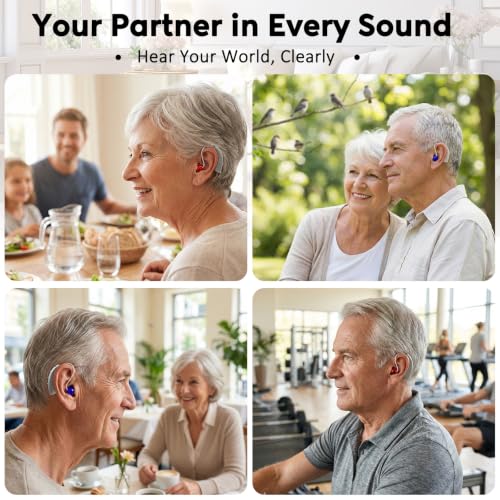 OTC Hearing Aids for Seniors: Hearing Amplifier with Smart Noise Cancelling Anti-Howling & Clear Sound, USB Rechargeable, Long-Lasting & Discreet Design for People Hearing Loss