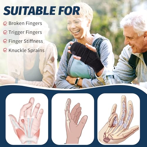 lefeke Trigger Finger Splint, 3 Fingers Brace for Index, Middle, Ring or Little Finger, Adjustable Hand Splint for Broken Fingers, Finger straightener for Arthritis Contractures(Right) Right