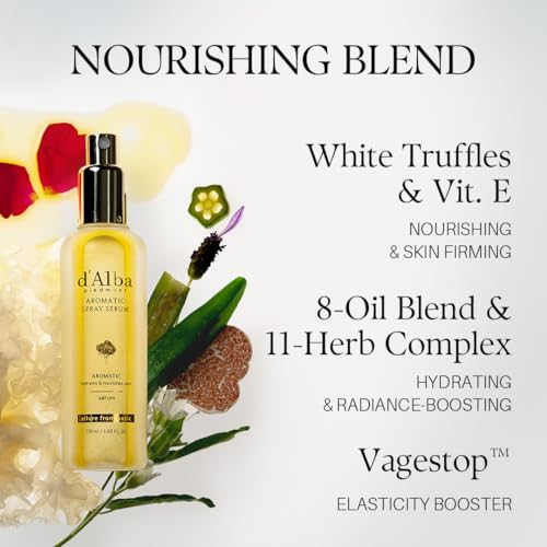 d'alba Piedmont Italian White Truffle First Aromatic Spray Serum, Fragrant VEGAN Glowy Antioxidant Face Mist, Deep Hydration Skin Firmness, Korean Skin Care (4.05 fl.oz) 4.05 fl.oz